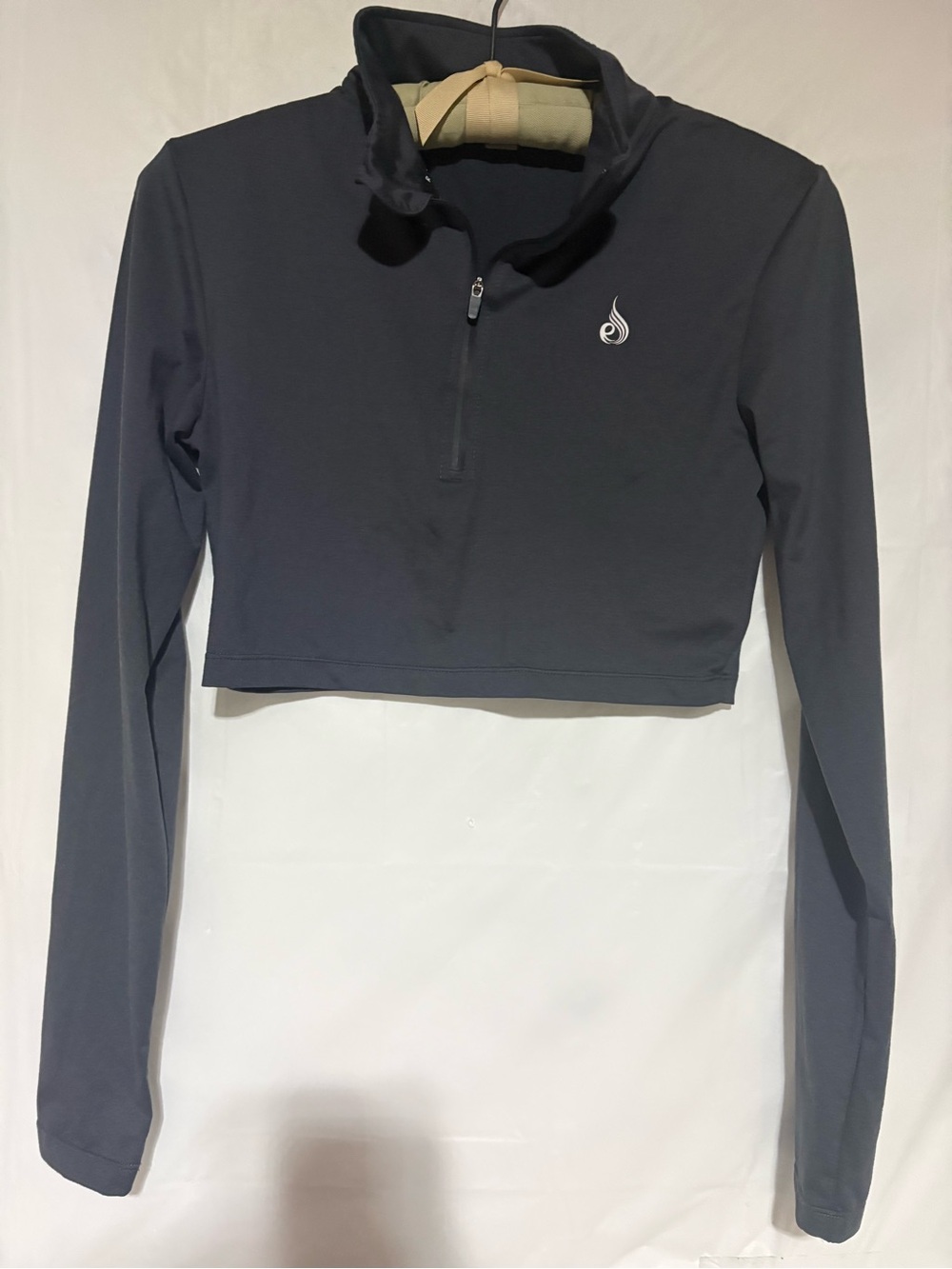Ryderwear Charcoal Cropped Quarter-Zip Long Sleeve Top